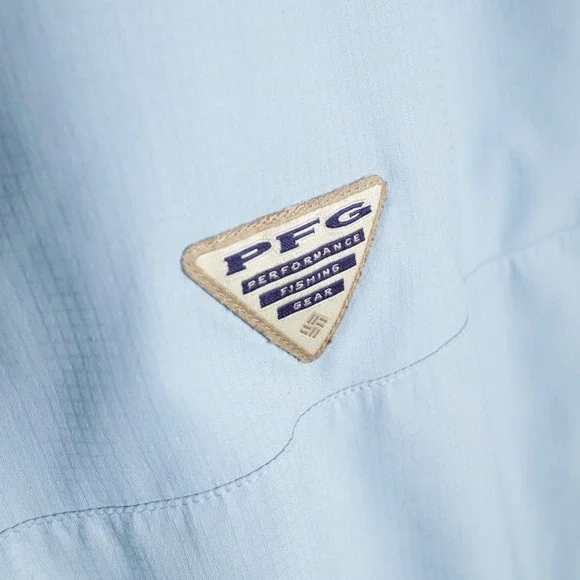 2x Columbia PFG‎ Fishing Shirt Blue Short Sleeve Mens Vented Quick Dry Omnishade - Picture 3 of 8